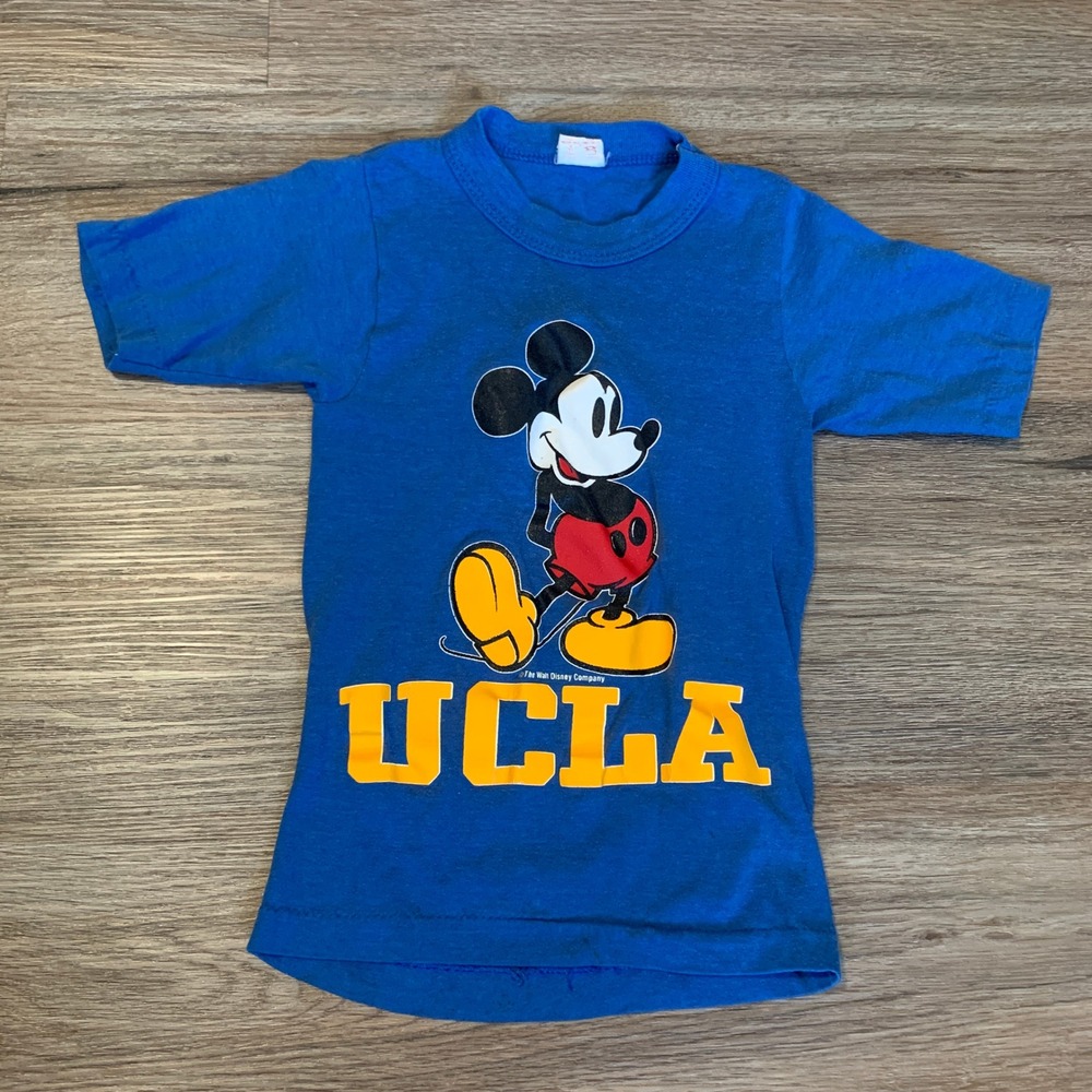 Vintage UCLA Mickey Mouse T-Shirt Blue Artex Kids Small 6-8 Made in USA Disney